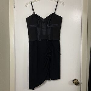 Karen Millen Black bodice Sleeveless cocktail asymmetric drape dress size US 8